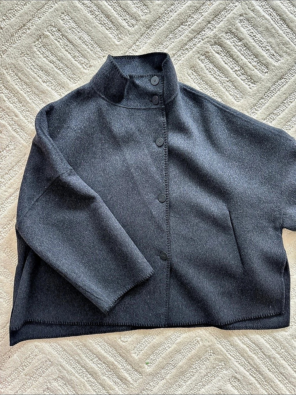 NWT Zara Wool Stand Collar Jacket Dark Gray Size Large